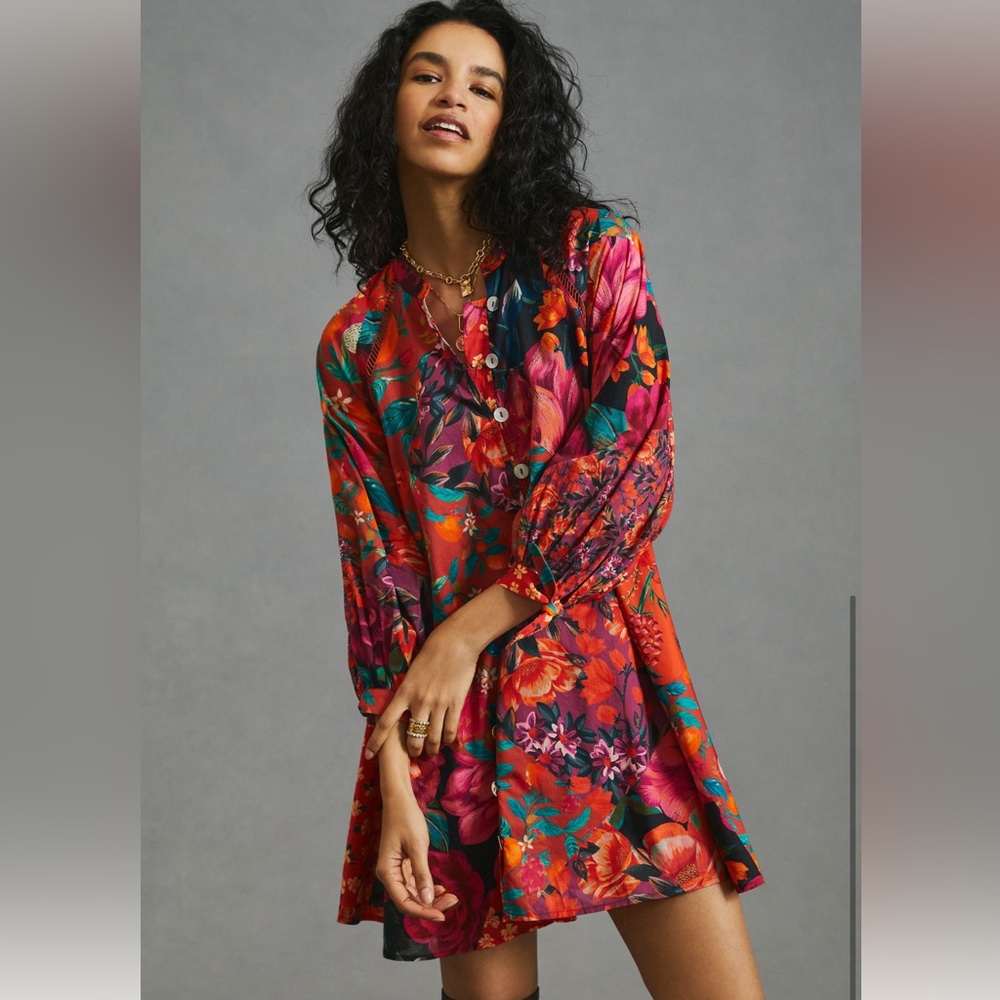 Farm Rio Printed Mini Tunic Dress Medium
